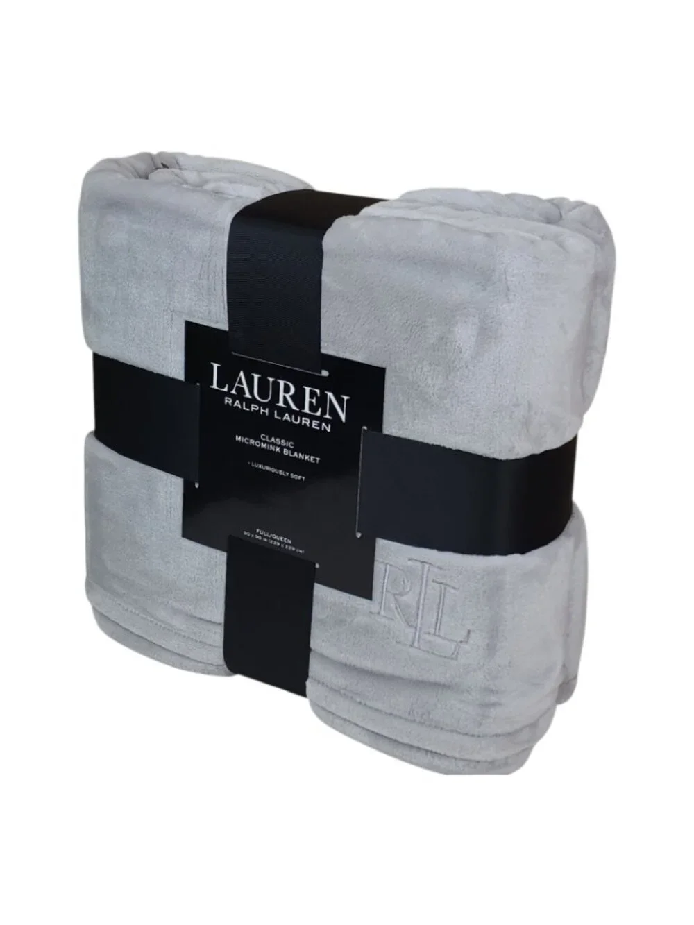 Lauren Ralph Lauren Classic Micromink Blanket Queen 90x90 Luxuriously Soft Gray